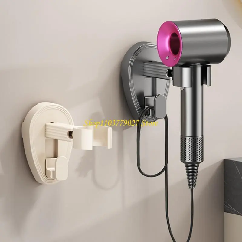 C4DF Suction Cup Hair Dryer Wall Mount Bathroom Organizers Rotatable 360° Holder With Built In Cord Management System