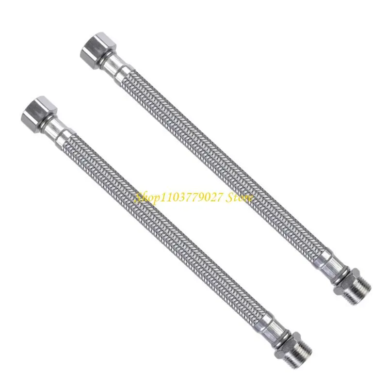 C4DF 2pcs Flexible Pipe Water Heater Hose 3/8 Inch for Faucet Water Heater Connection