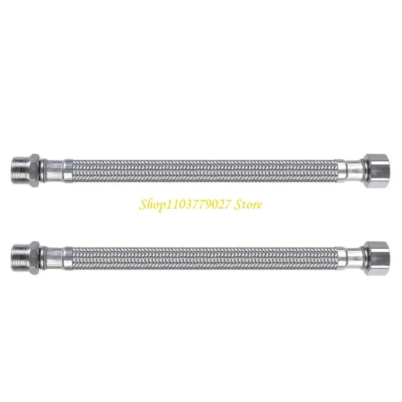 C4DF 2pcs Flexible Pipe Water Heater Hose 3/8 Inch for Faucet Water Heater Connection