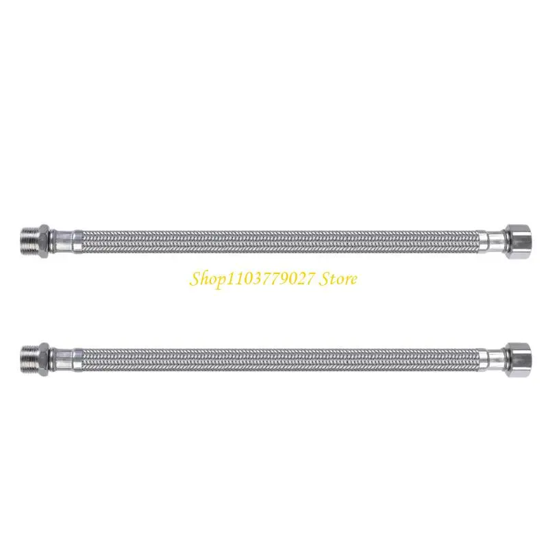 C4DF 2pcs Flexible Pipe Water Heater Hose 3/8 Inch for Faucet Water Heater Connection