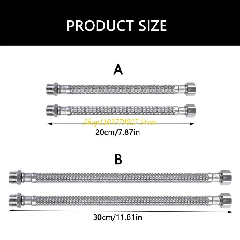 C4DF 2pcs Flexible Pipe Water Heater Hose 3/8 Inch for Faucet Water Heater Connection