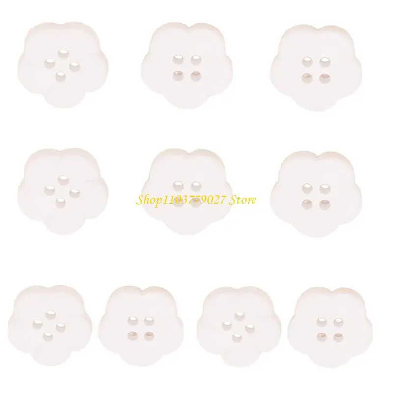 C4DF 10 Pcs 4 Holes Buttons Resin Buttons Flower Buttons Colourful Buttons