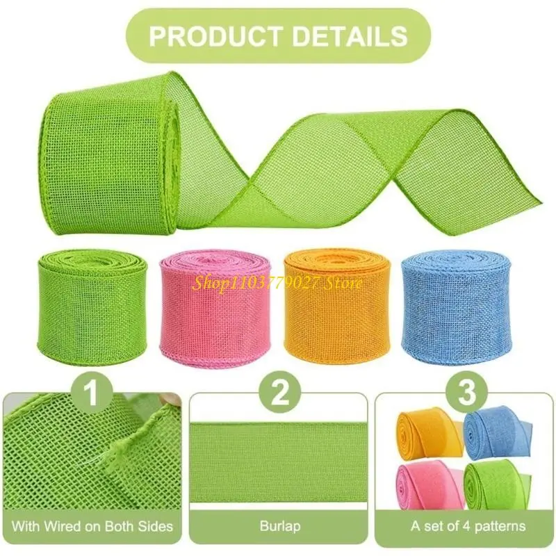 C4DF Craft Ribbon 5.46Yards 50mm Wide for Bows Wreath Making Wrapping Christmas