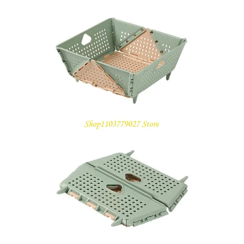 C4DF Stackable Foldable Colander With Auto Draining Feature Foldable Kitchen Tool For Vegetables Fruits Pastas