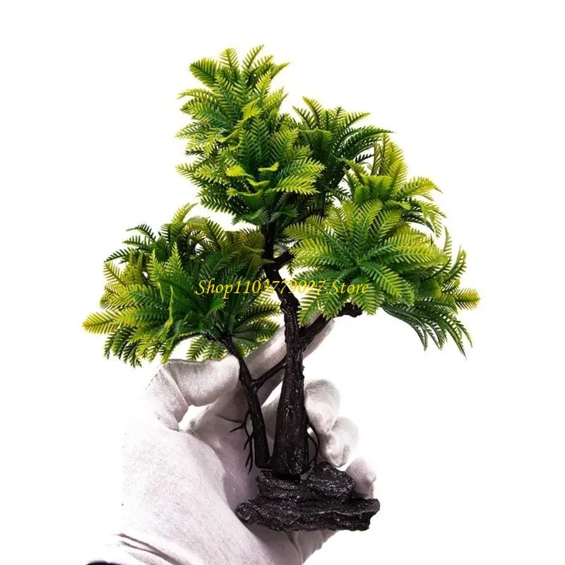 C4DF Realistics Coconuts Tree Aquariums Decoration Resins Artificial Natural Ornaments for Home and Office