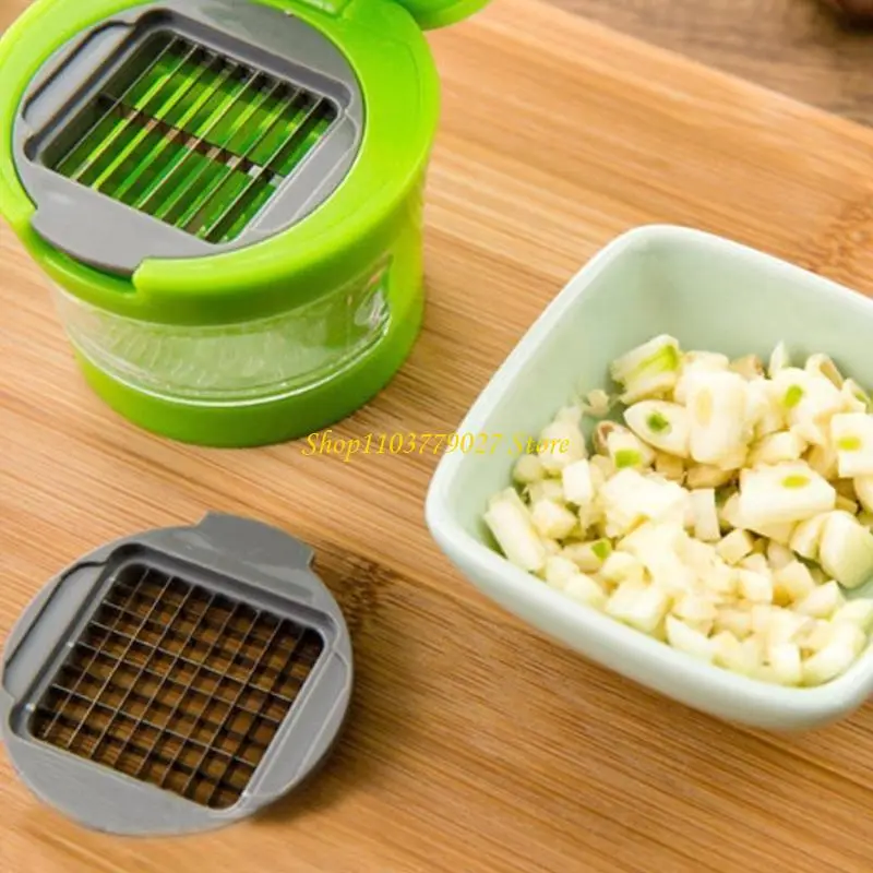 C4DF Garlic Press Chopper Manual Mincer Slicers Grater with Storage Container Vegetable Cutter Kitchen Tool Easy to Clean