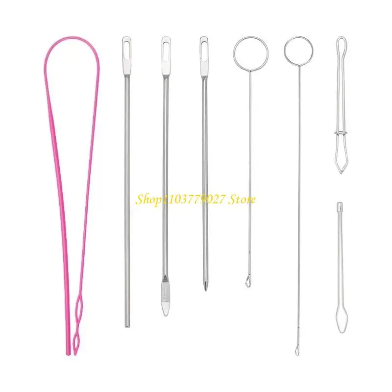 C4DF 8Pcs Flexible Drawstring Threader Sewing Turner Hook for Effortlessly String Insertion Clothing Repair Sewing Project