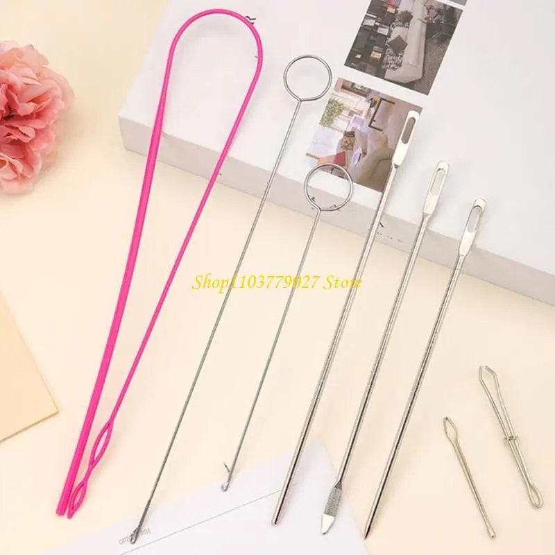 C4DF 8Pcs Flexible Drawstring Threader Sewing Turner Hook for Effortlessly String Insertion Clothing Repair Sewing Project