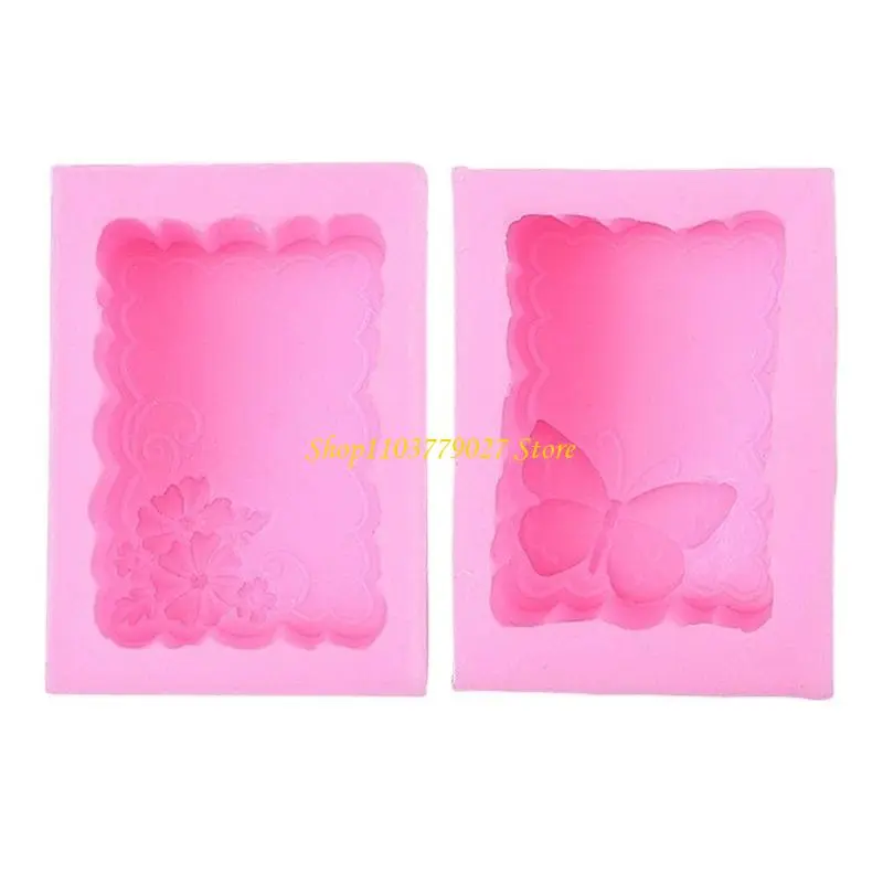 C4DF Retangular Soap Silicone Molds for Epoxy Resin Flower Embossed Silicone Molds for Candle Soap Home Decoration