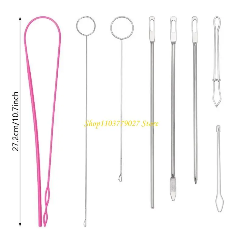 C4DF 8Pcs Flexible Drawstring Threader Sewing Turner Hook for Effortlessly String Insertion Clothing Repair Sewing Project