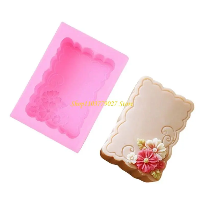 C4DF Retangular Soap Silicone Molds for Epoxy Resin Flower Embossed Silicone Molds for Candle Soap Home Decoration