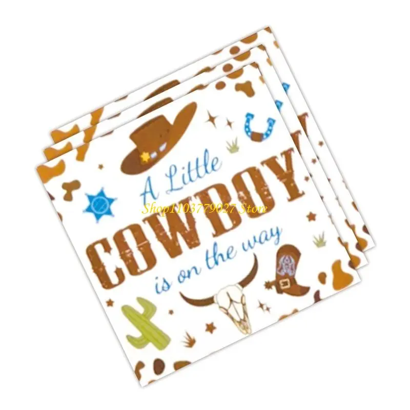 C4DF Cowboy Theme Birthday Party Supplies Various Featuring Horse Designing Plates and Plates Flags and more