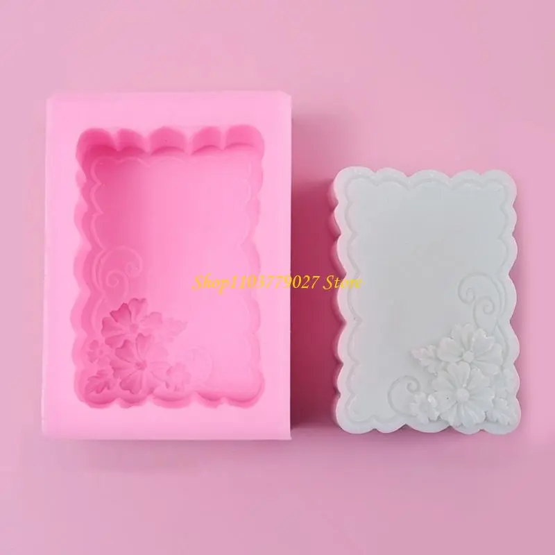 C4DF Retangular Soap Silicone Molds for Epoxy Resin Flower Embossed Silicone Molds for Candle Soap Home Decoration