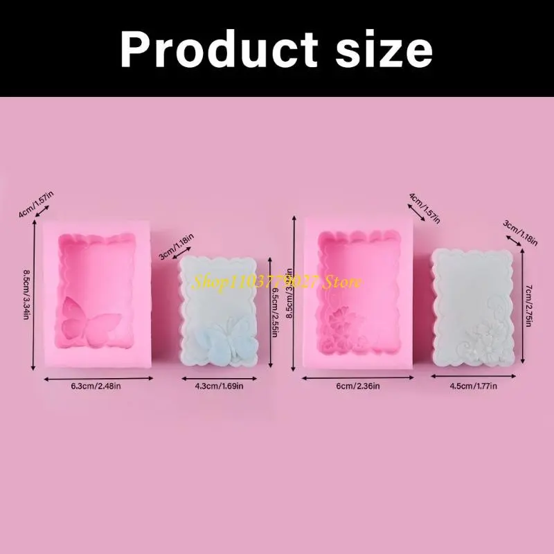 C4DF Retangular Soap Silicone Molds for Epoxy Resin Flower Embossed Silicone Molds for Candle Soap Home Decoration
