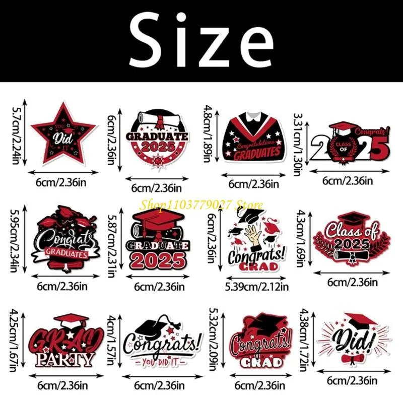 C4DF 24 Pack Graduation Cake Toppers Set Holiday Cake Decors Party Supplies for Kids