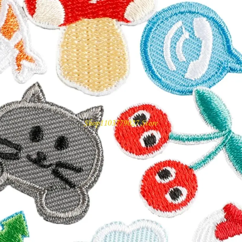 C4DF 13 Pcs Cats Iron on Patches Snowman Sewing Patches Animal Embroidered Patches
