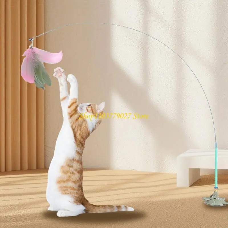 C4DF Strong Suction Cup Cats Toy Interaction Cats Teaser Wand SelfTeasing Active Toy