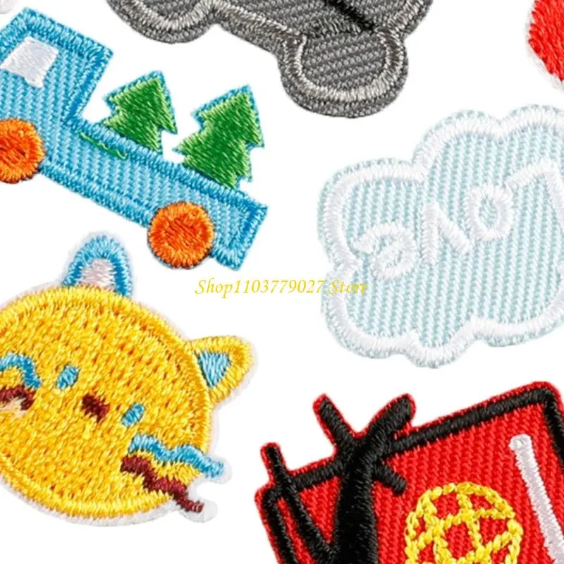 C4DF 13 Pcs Cats Iron on Patches Snowman Sewing Patches Animal Embroidered Patches