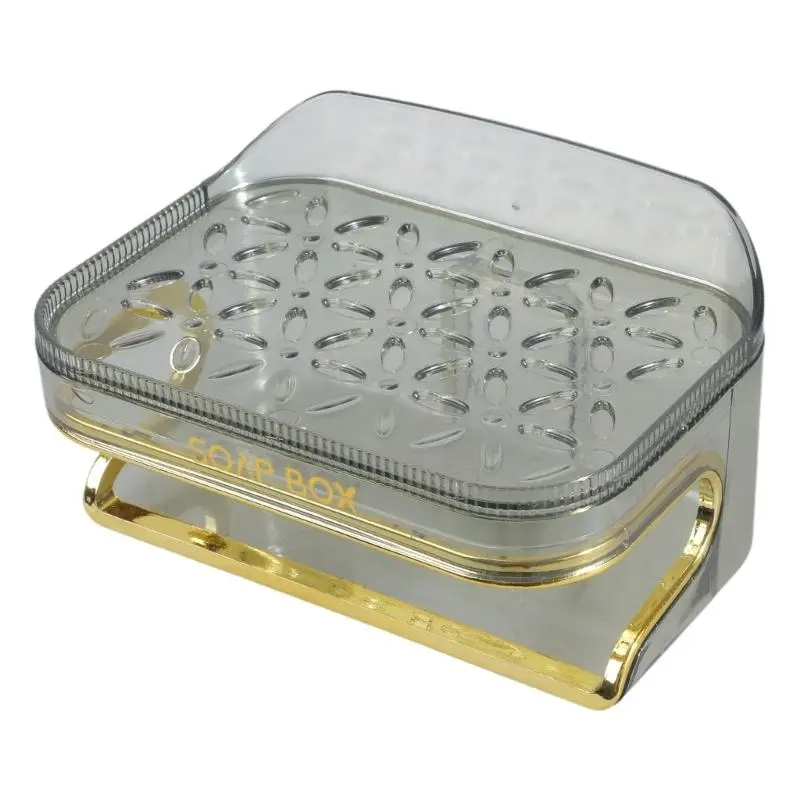C4DF Soap Rack No Drilling Wall Mounted Double Layer Soap Holder Soap Sponge Dish Bathroom Accessories Selfs Adhesive