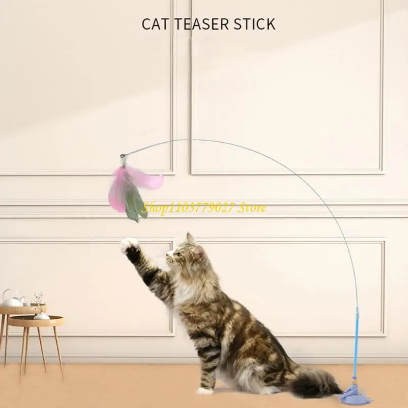 C4DF Strong Suction Cup Cats Toy Interaction Cats Teaser Wand SelfTeasing Active Toy