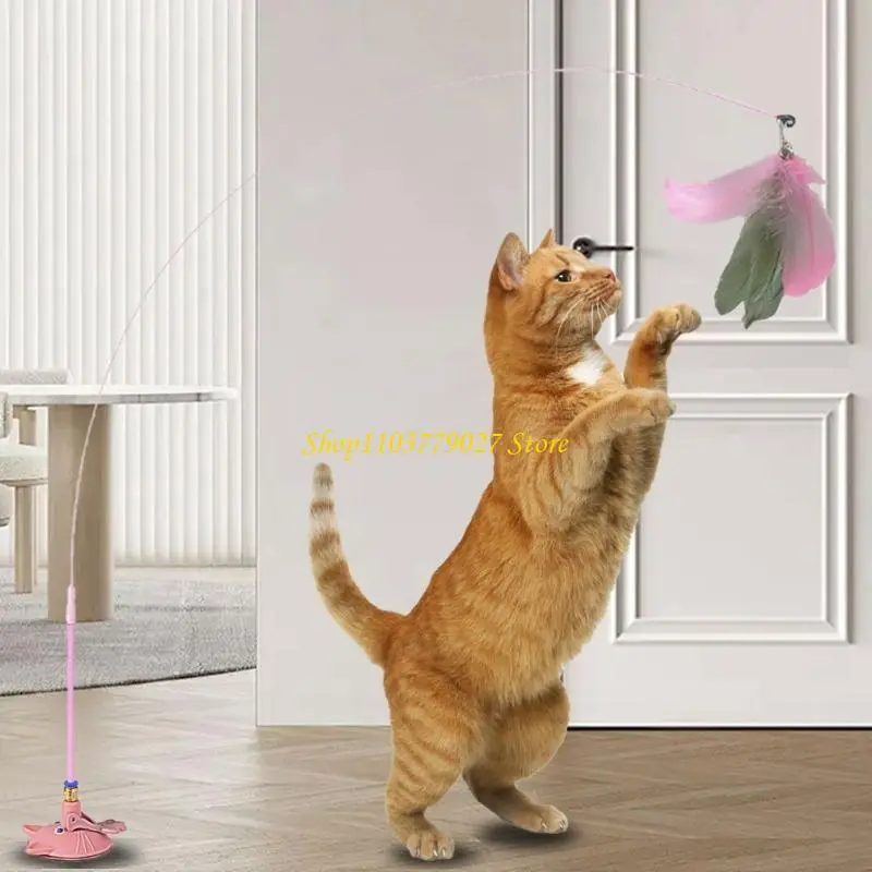 C4DF Strong Suction Cup Cats Toy Interaction Cats Teaser Wand SelfTeasing Active Toy
