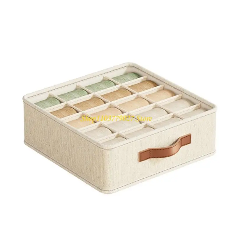 C4DF Undergarment Holder Cotton Linen Underwear for Home and Travel Socks Scarves Storage Container with Dividers