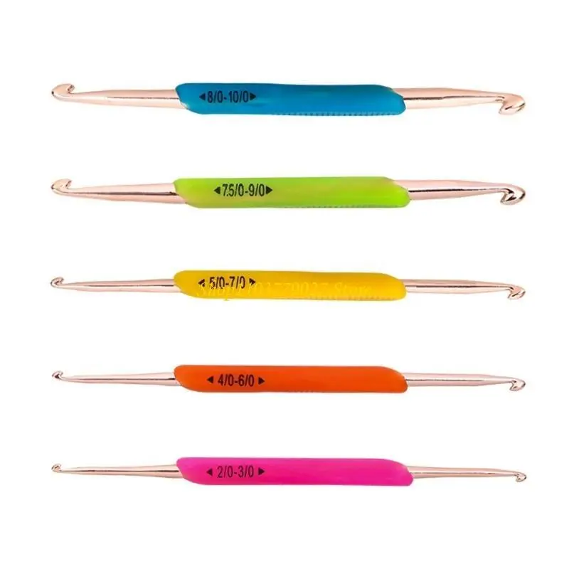 C4DF 5 Pcs/Set Double Head Crochet Hook Set Knitting Needle Crochet Needle for Sewing