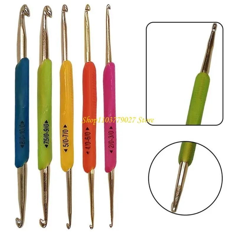 C4DF 5 Pcs/Set Double Head Crochet Hook Set Knitting Needle Crochet Needle for Sewing