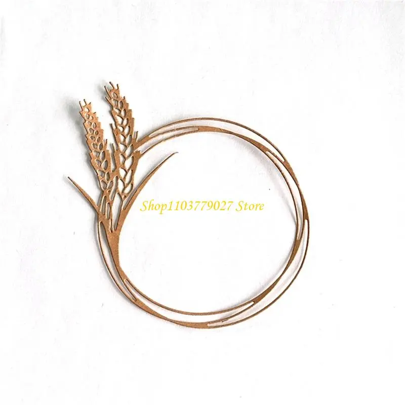 C4DF Metal Cutting Dies Wheat Wreath Die Cuts Templates Molds Embossing Stencils for Album Scrapbooking Journal Decoration