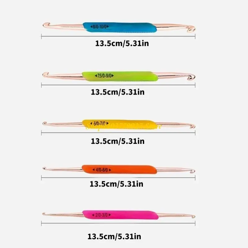 C4DF 5 Pcs/Set Double Head Crochet Hook Set Knitting Needle Crochet Needle for Sewing