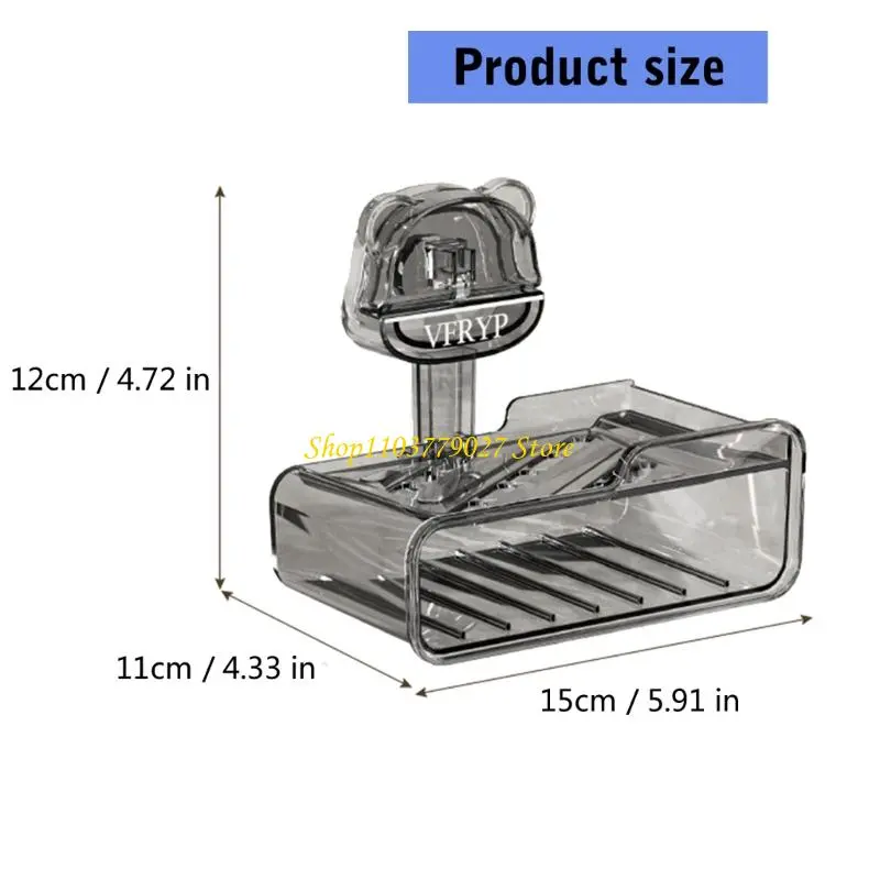 C4DF Space Saving Wall Mount Soap Dish Suction Cup Adhesive Design Plastic Bathroom Kitchen Accessory Double Layer Drain Rack