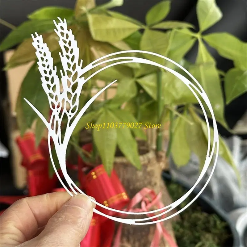 C4DF Metal Cutting Dies Wheat Wreath Die Cuts Templates Molds Embossing Stencils for Album Scrapbooking Journal Decoration