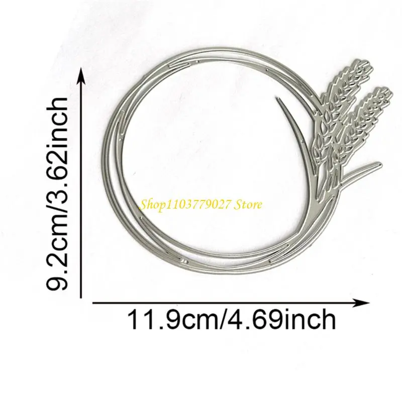 C4DF Metal Cutting Dies Wheat Wreath Die Cuts Templates Molds Embossing Stencils for Album Scrapbooking Journal Decoration