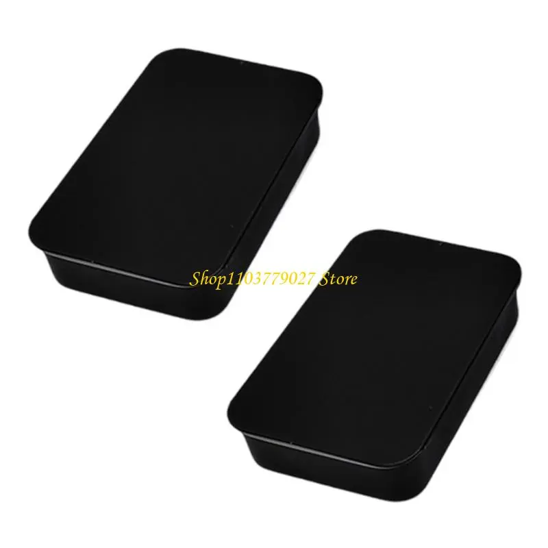 C4DF 2pcs Fashionable Rectangular Sturdy Iron Home Storage Tins with Sliding Lids for Portable Household Daily Casual Use