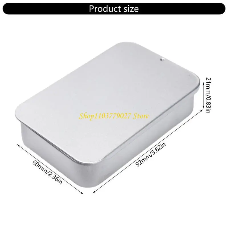 C4DF 2pcs Fashionable Rectangular Sturdy Iron Home Storage Tins with Sliding Lids for Portable Household Daily Casual Use