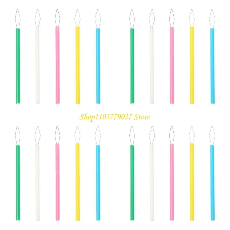 C4DF 20 Pcs ABS Needle Threader Cylindrical Sewing Threader for Sewing Knitting