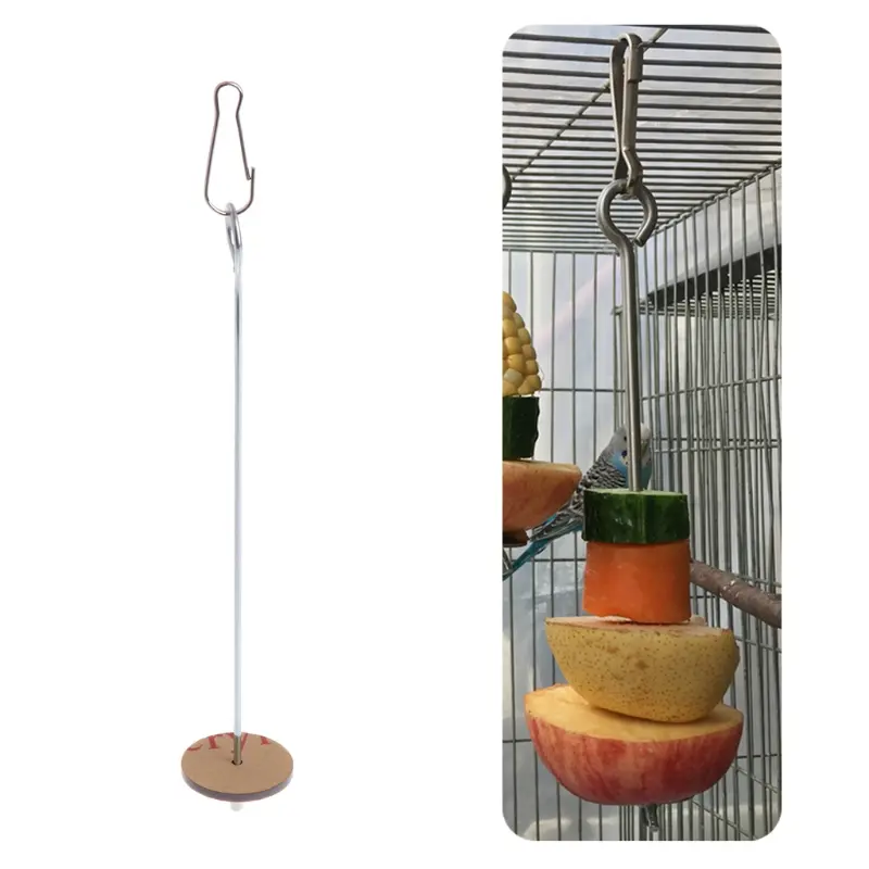 Bird Food Holder Skewer for Fruit Vegetable Metal Hanging Hook Stainless Steel Treat Feeders to Keep Cage Coop Clean