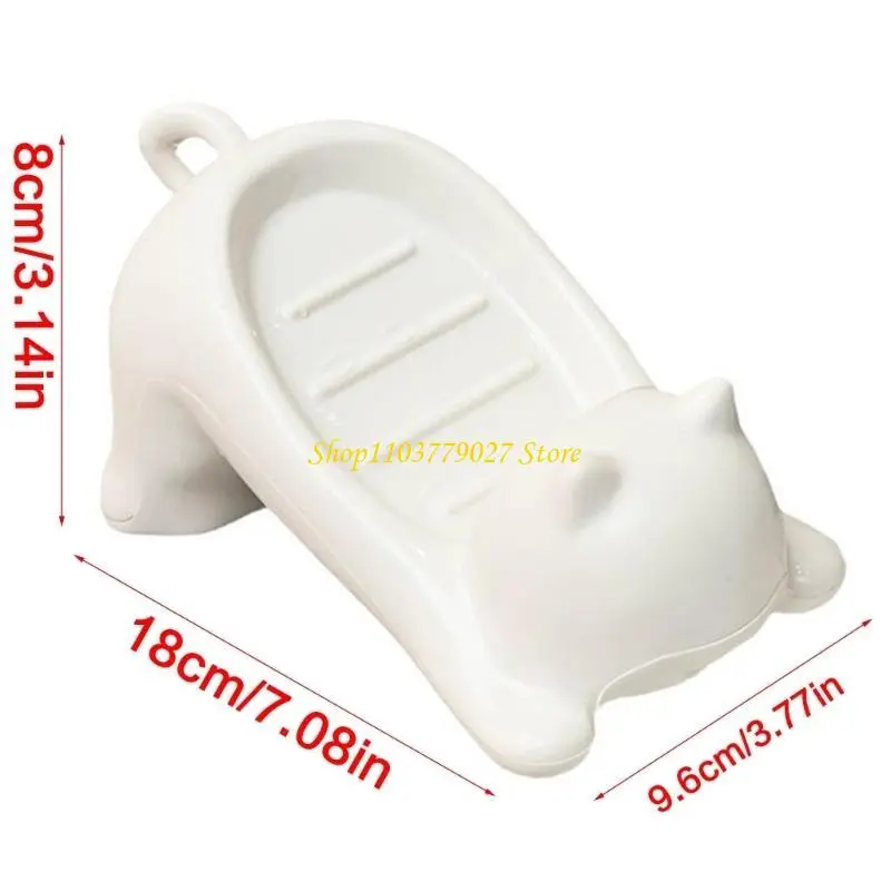 C4DF Plastic Soap Tray with Lovely Cats Designs Automatic Draining Soap Holder Keep Soap Dry for Bathroom Use and Travel