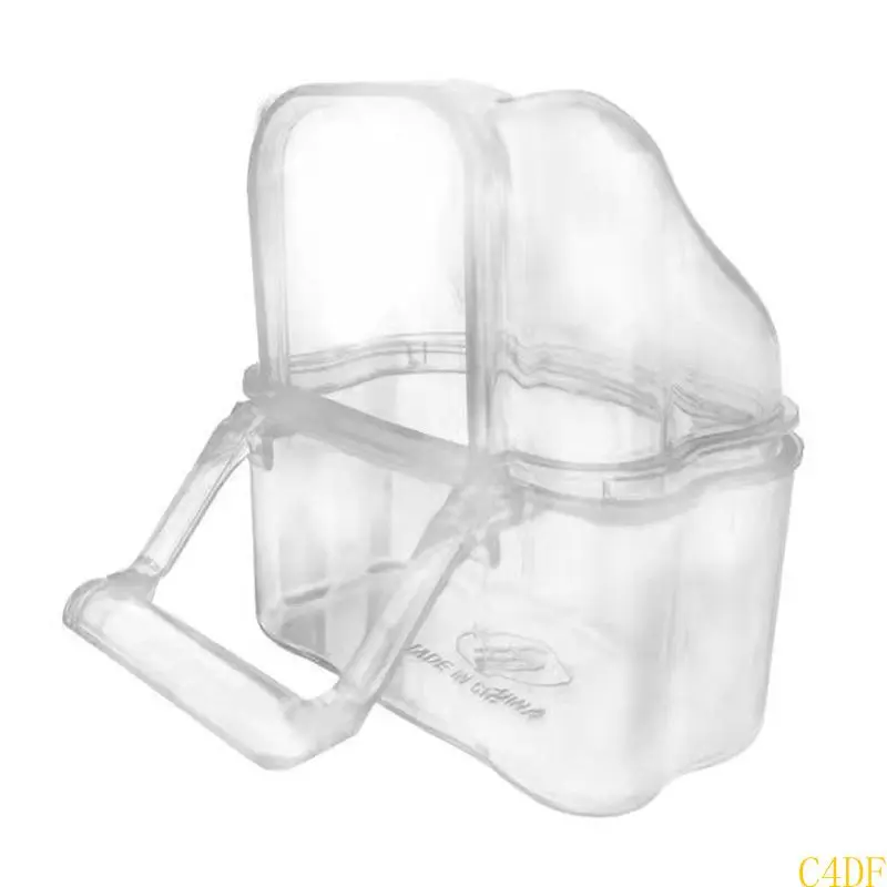 C4DF Clear Plastic Food & Water Dispenser Bowl for Bird Cage Easy to Use and Clean No-Mess for for Small to Medium Birds Gift