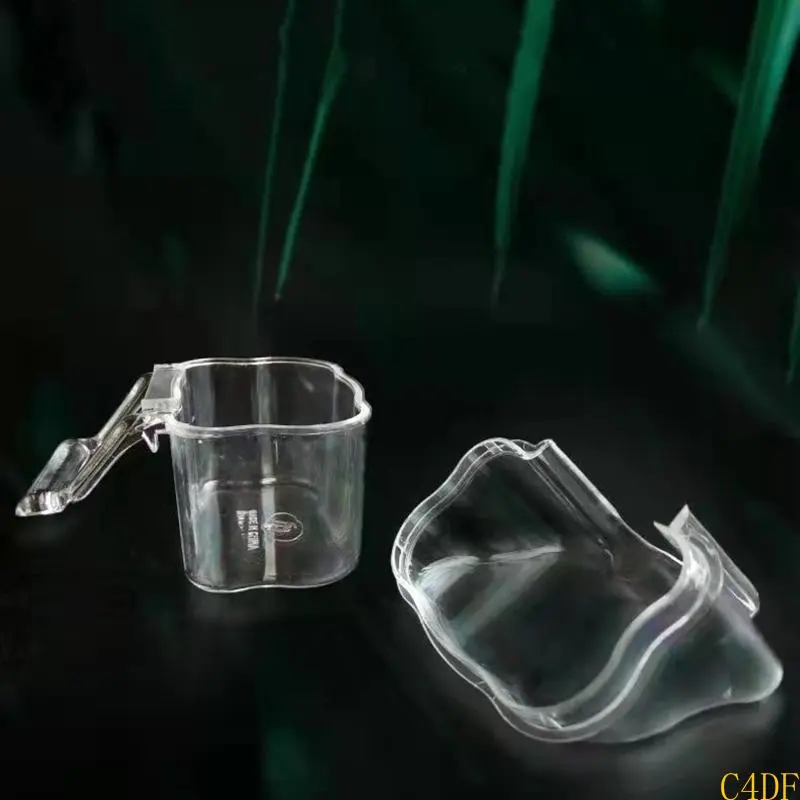 C4DF Clear Plastic Food & Water Dispenser Bowl for Bird Cage Easy to Use and Clean No-Mess for for Small to Medium Birds Gift