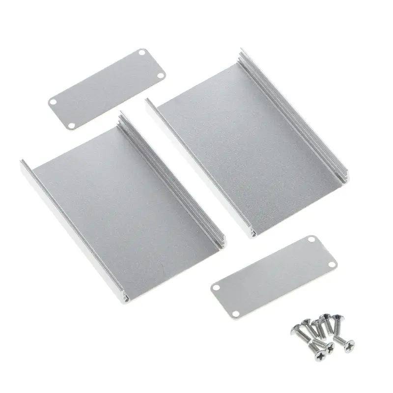 Aluminum PCB Instrument Box Enclosure Electronic Project Case Panels Screws DIY Built-in Grooves Silver 80x50x20mm