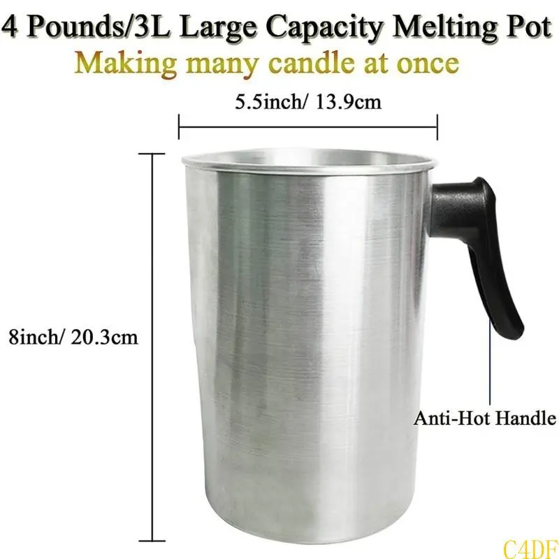Candle Making Pouring Cup for Candle Making 101.4oz Aluminum Alloy Wax Melting Cup with Heat-Resistant Handle