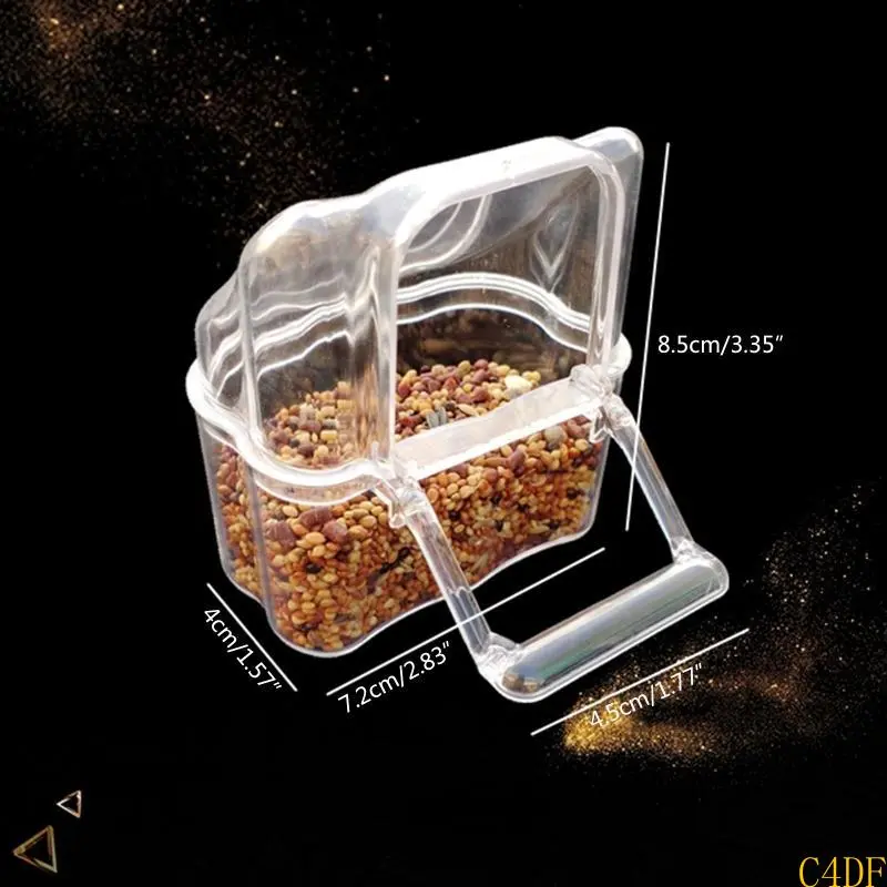 C4DF Clear Plastic Food & Water Dispenser Bowl for Bird Cage Easy to Use and Clean No-Mess for for Small to Medium Birds Gift