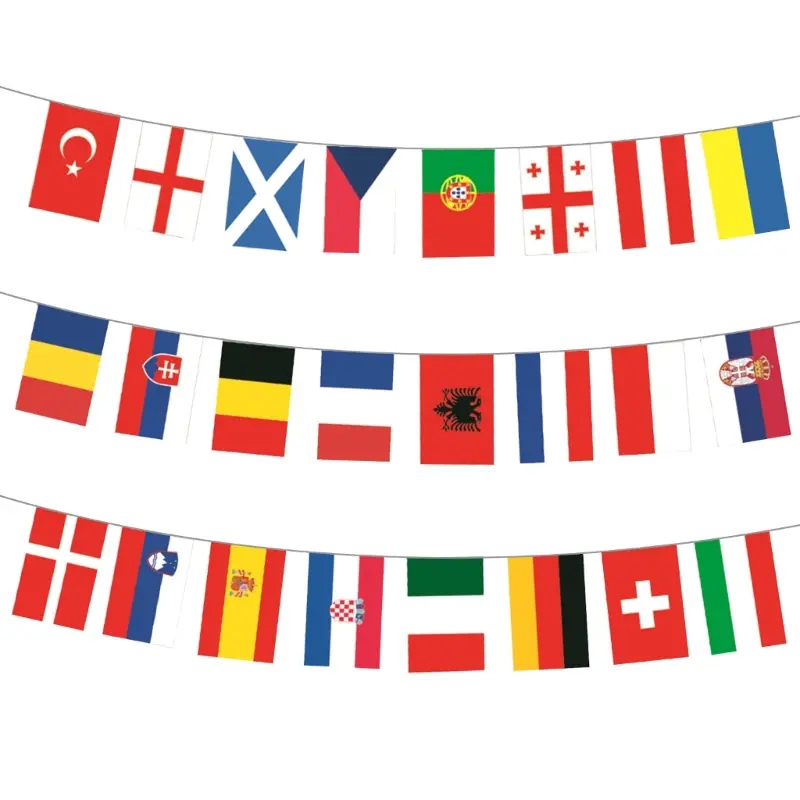 susu Celebrate European Football 2024 with Colorful Country Pennants Decorative Bunting Flags for Fans Party Decoration