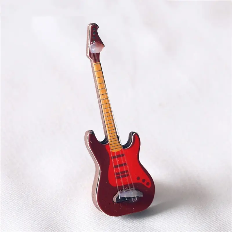 Dollhouse Guitar Miniature Musical Instrument Ornament Dollhouse Model Gift for Children Photo Props Doll House Model