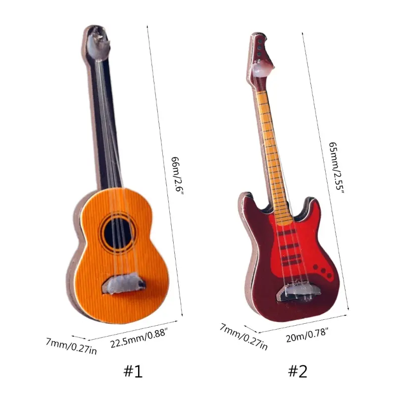 Dollhouse Guitar Miniature Musical Instrument Ornament Dollhouse Model Gift for Children Photo Props Doll House Model