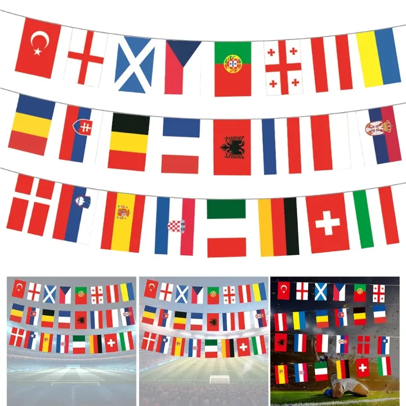 susu Celebrate European Football 2024 with Colorful Country Pennants Decorative Bunting Flags for Fans Party Decoration