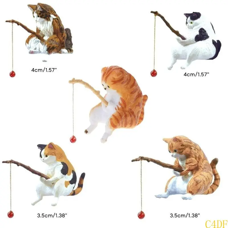 Fishing Cat Ornaments Fish Tank Landscaping Aquarium Decoration Mini Cat Statue Fish Tank Accessories Household Supplies