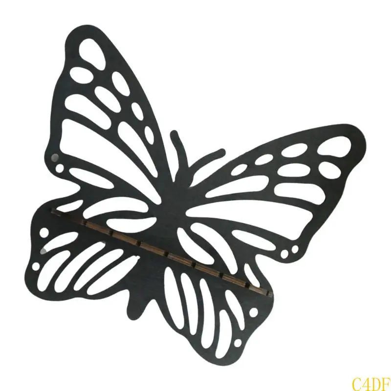 C4DF Gothic Butterfly Floating Shelf Crystal Display Rack for Wall Decors