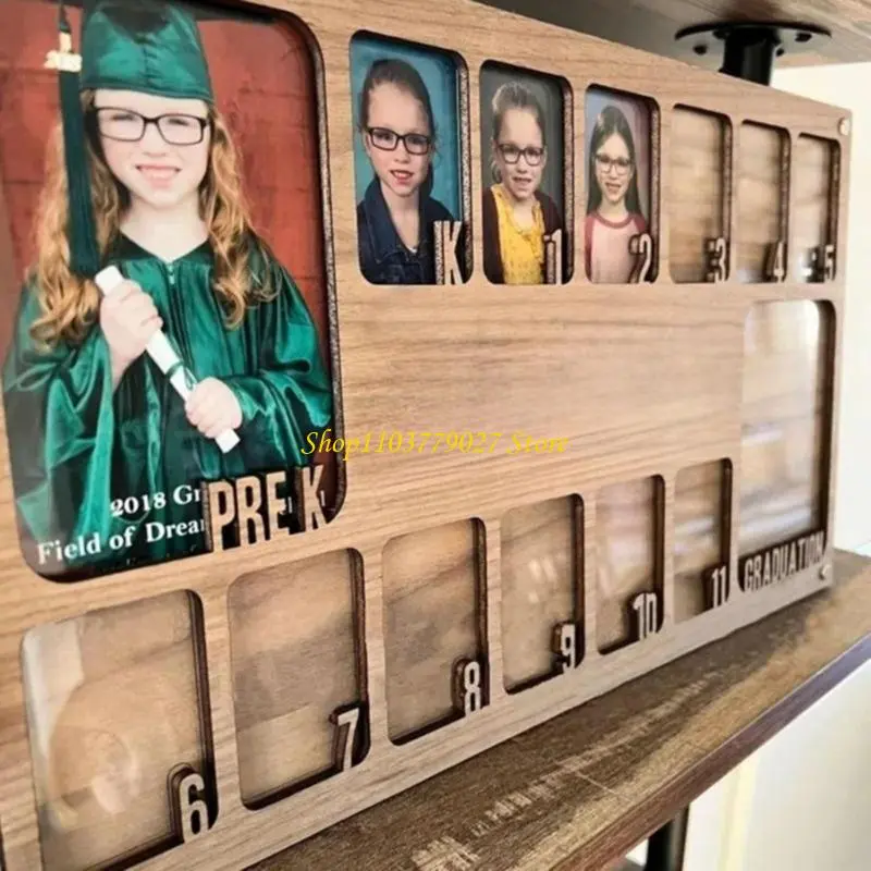 Personalizing Wooden School Years Picture Frame Pre-K to 12 Graduation Gift Keepsakes for Kids Teachers and Parent